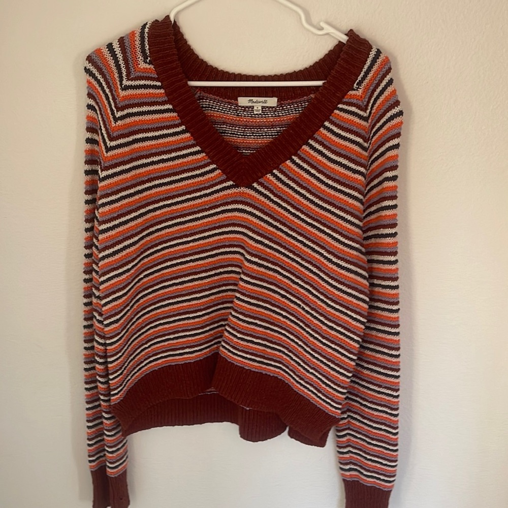 Madewell striped v-neck sweater